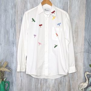 Vintage Mili Designs Dragonfly White Blouse Medium